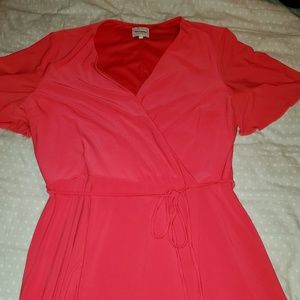 Pho wrap red coral flounce sleeve